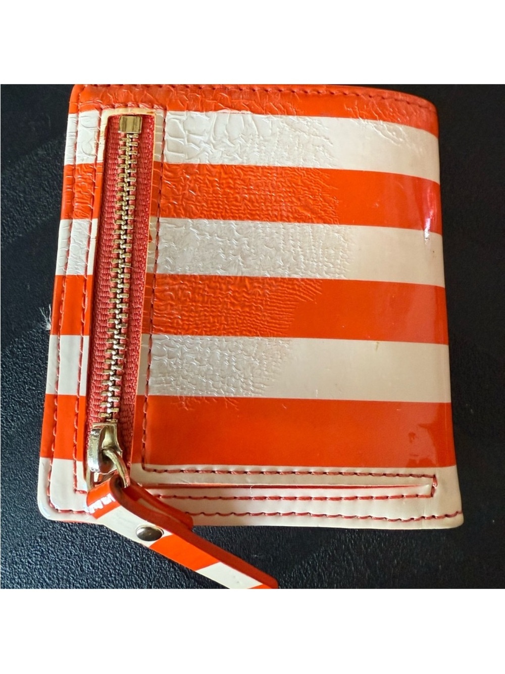 kate spade Orange and White Striped Card Holder with Spade Logo - Picture 3 of 10